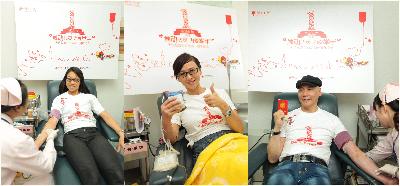 網絡紅人“WOW健健姐”、著名影星翁虹和觸動傳媒創始人兼執行主席馮暉中再次參與獻血